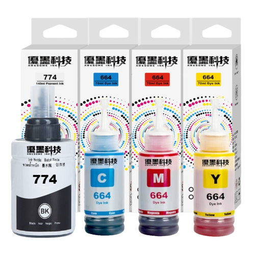 EPSON 774/664 相容墨水 高品質 黑色防水型 三彩 三層微米級過濾 M105 L605 L655 L1455